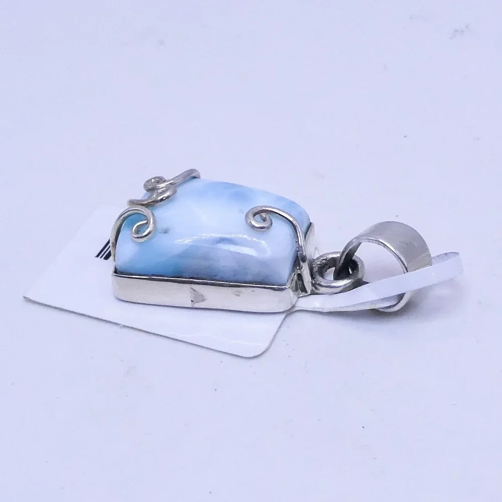 Sterling Silver 925 Blue Larimar Scrolled 1